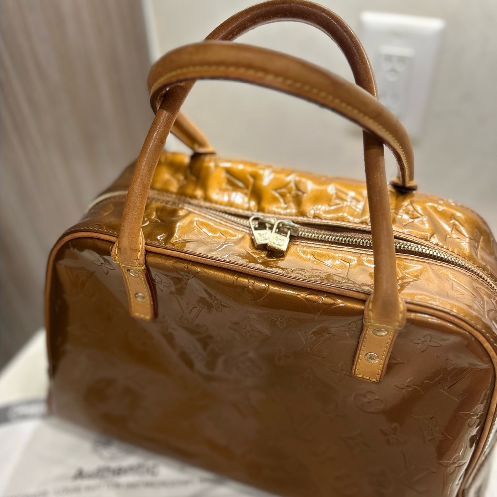 Louis Vuitton Monogram Tompkins Cognac Square Leather Handbag w/COA